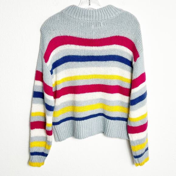 REBECCA MINKOFF BRITTANY STRIPE MOCK NECK MULTICOLOR WOMEN SWEATER SIZE SMALL - Picture 3 of 4